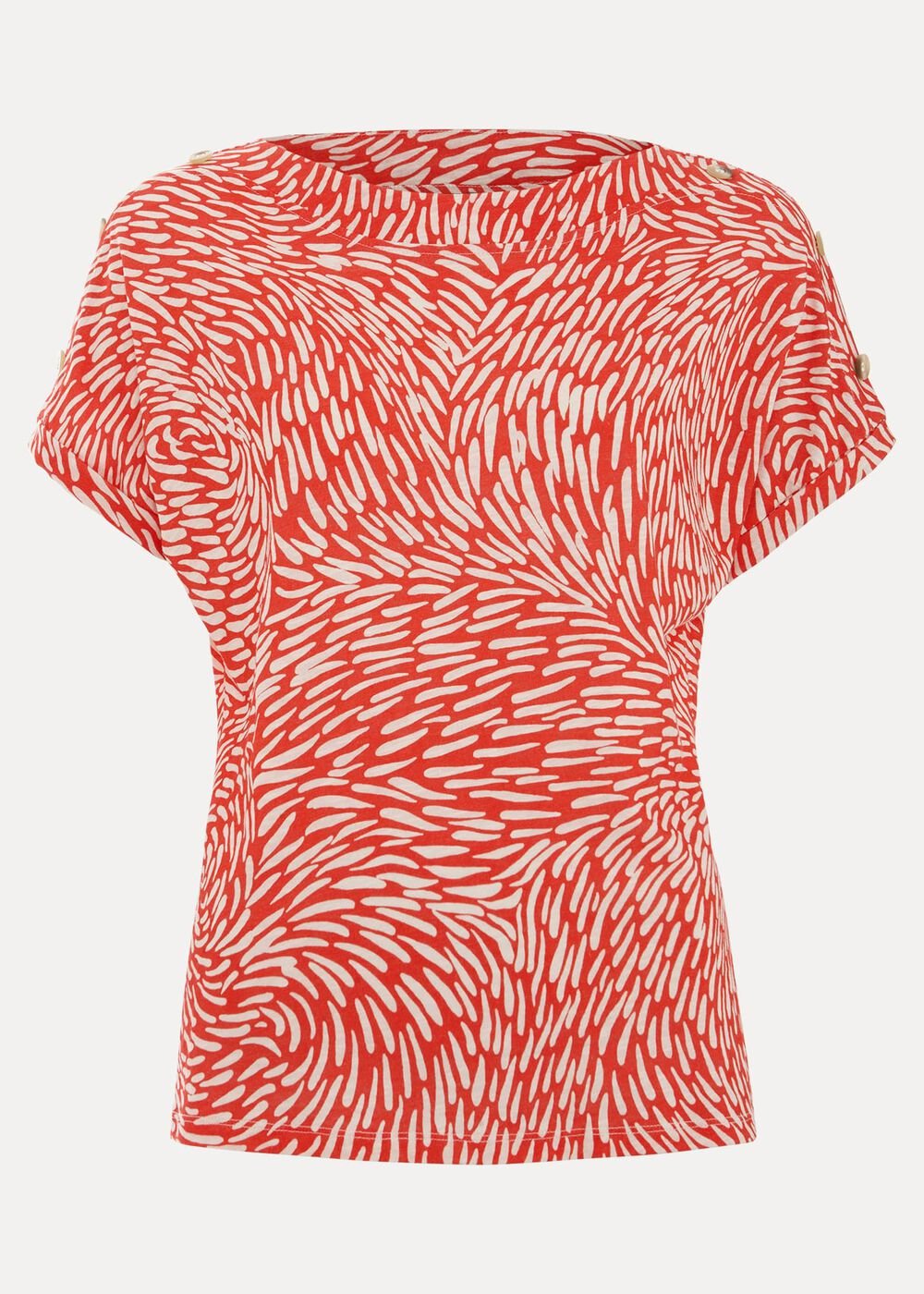 Suzie Button Detail Printed Top Red