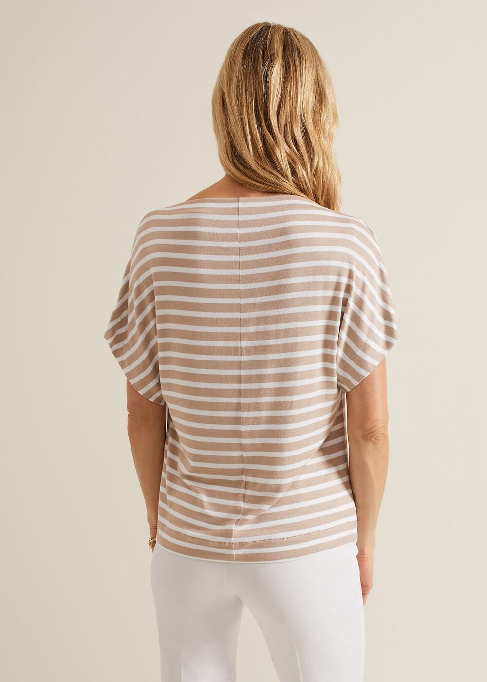 Carina Stripe Cowl Neck Top Neutral