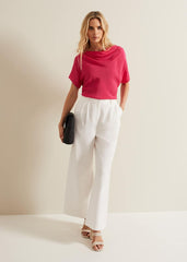 Cheryl Cowl Neck Woven Front Top Pink