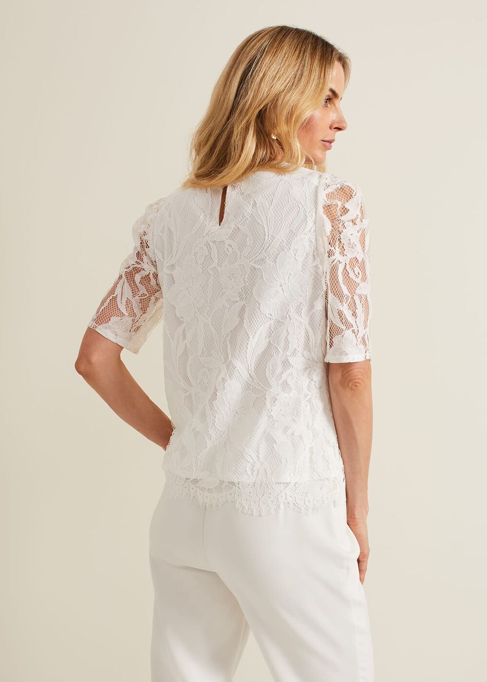 Kaycee Scallop Lace Top Ivory