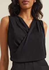 Sutton Sleeveless Drape Rib Top Black