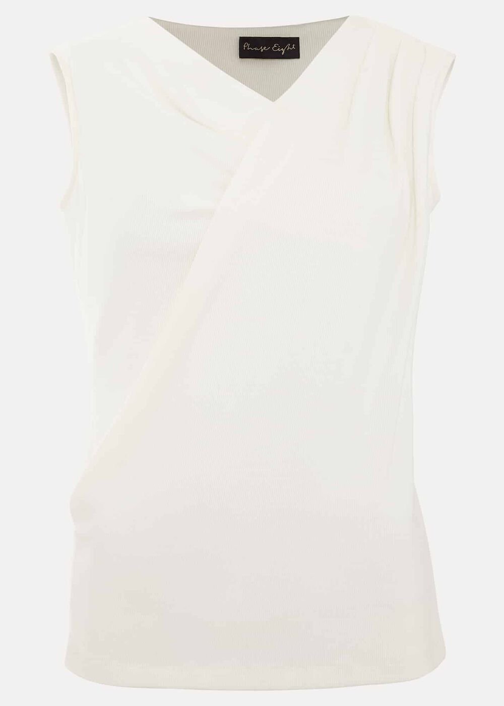 Sutton Sleeveless Drape Rib Top Ivory