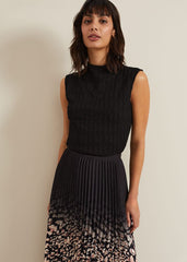 Haylee Sleeveless Texture Top Black