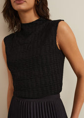 Haylee Sleeveless Texture Top Black