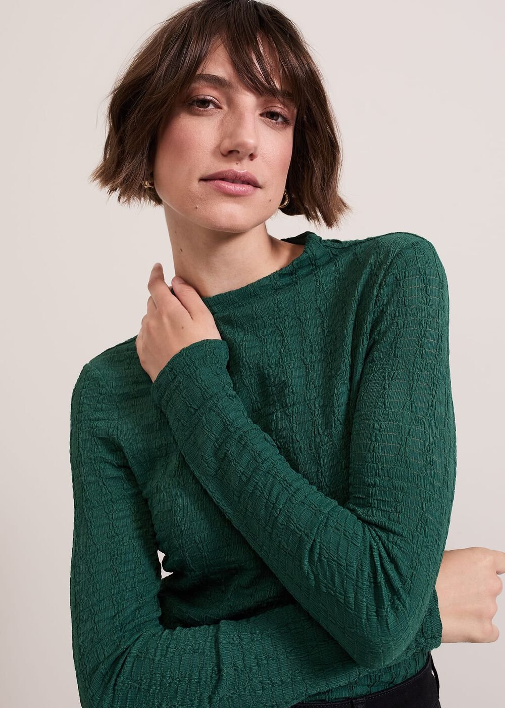Haylee Sleeveless Texture Top Green