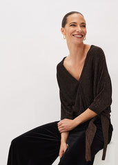 Harper Wrap Knit Top Bronze