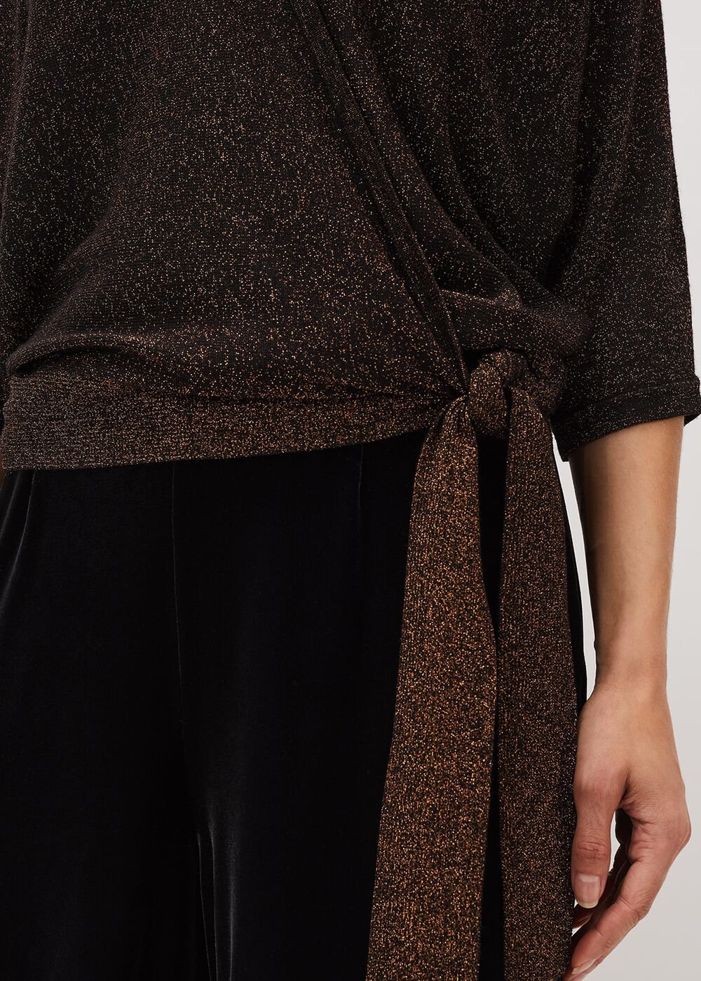 Harper Wrap Knit Top Bronze