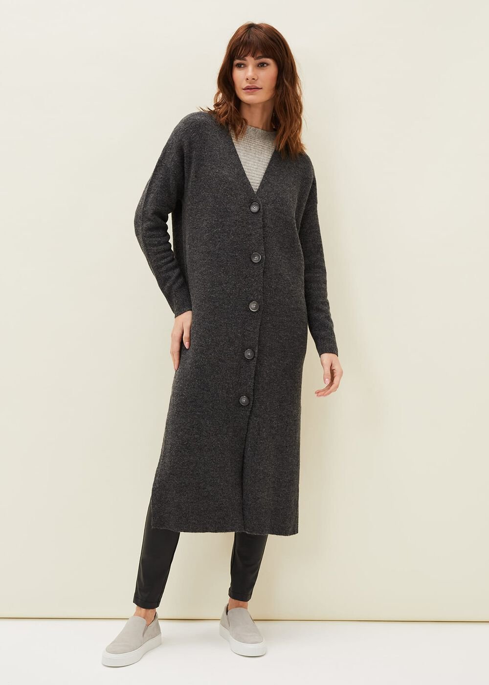 Sybille Maxi Cardigan Charcoal