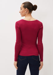 Lelyah Wrap Fine Knit Jumper Raspberry