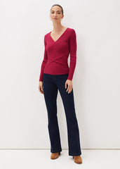 Lelyah Wrap Fine Knit Jumper Raspberry
