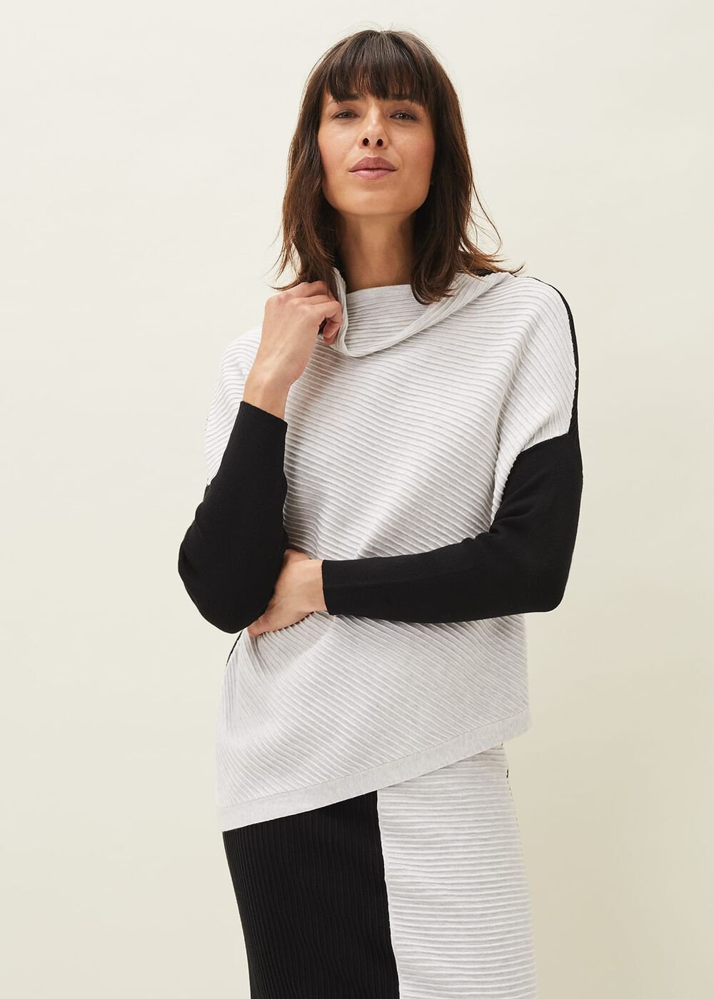 Flo Colourblock Knitted Co-Ord Jumper Black/Grey