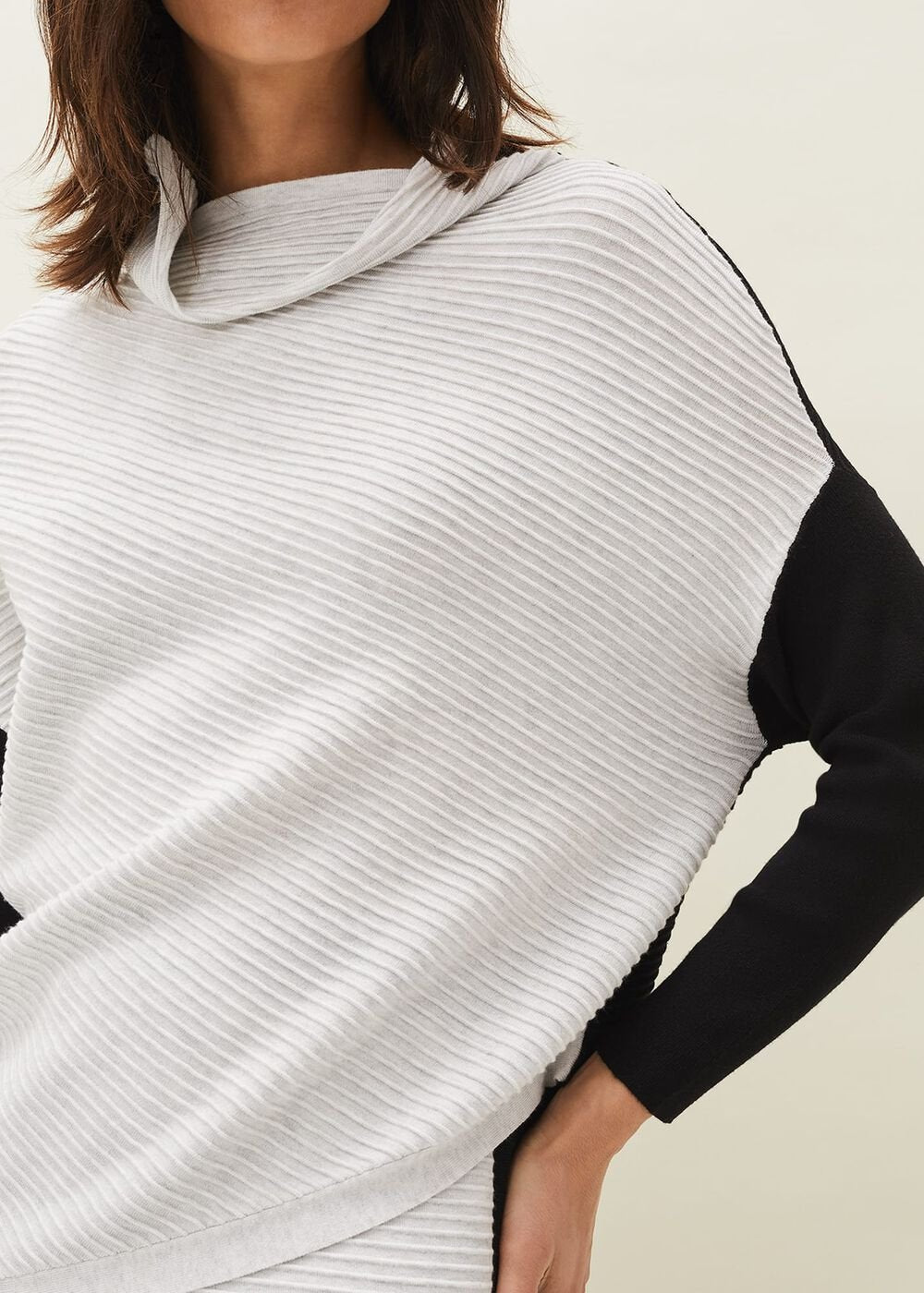 Flo Colourblock Knitted Co-Ord Jumper Black/Grey