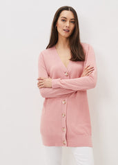 Camille Linen Longline Cardigan Pale Pink