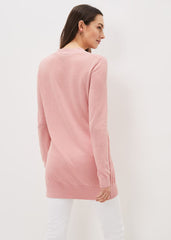 Camille Linen Longline Cardigan Pale Pink