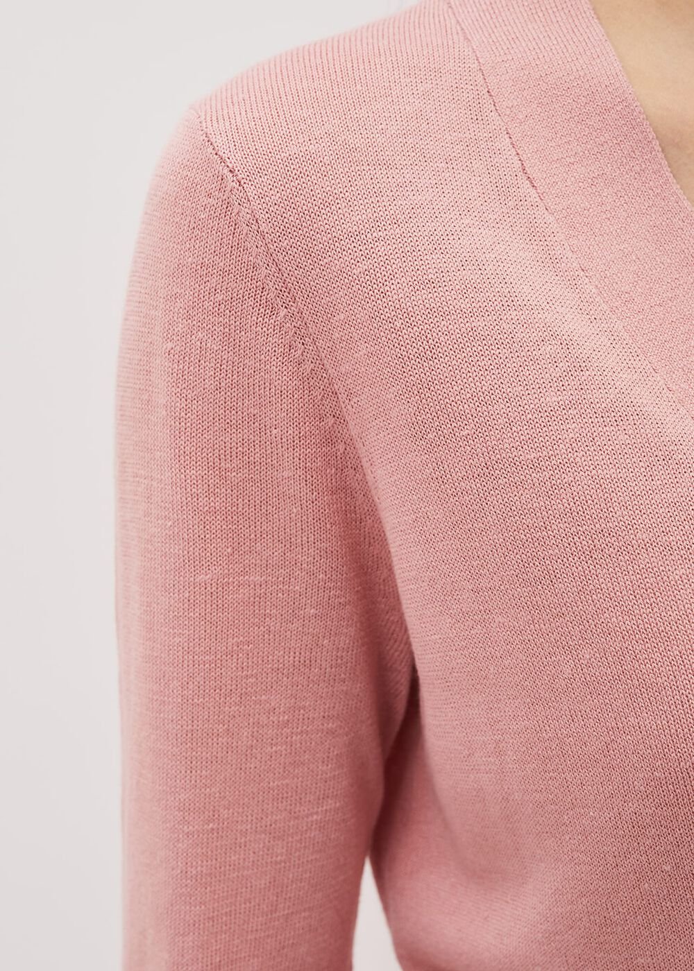 Camille Linen Longline Cardigan Pale Pink
