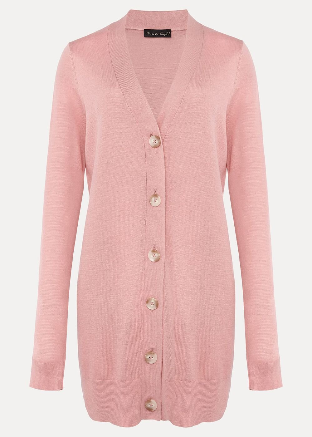 Camille Linen Longline Cardigan Pale Pink
