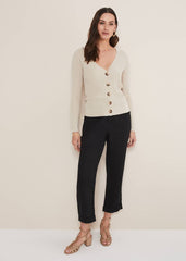 Caryl Ribbed Cardigan Stone