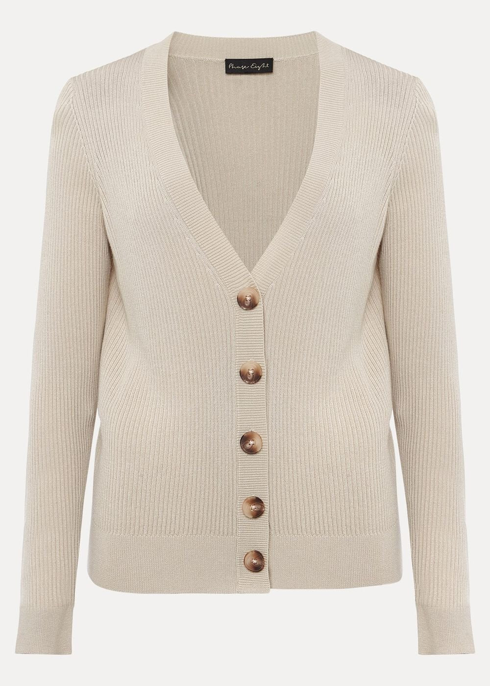 Caryl Ribbed Cardigan Stone
