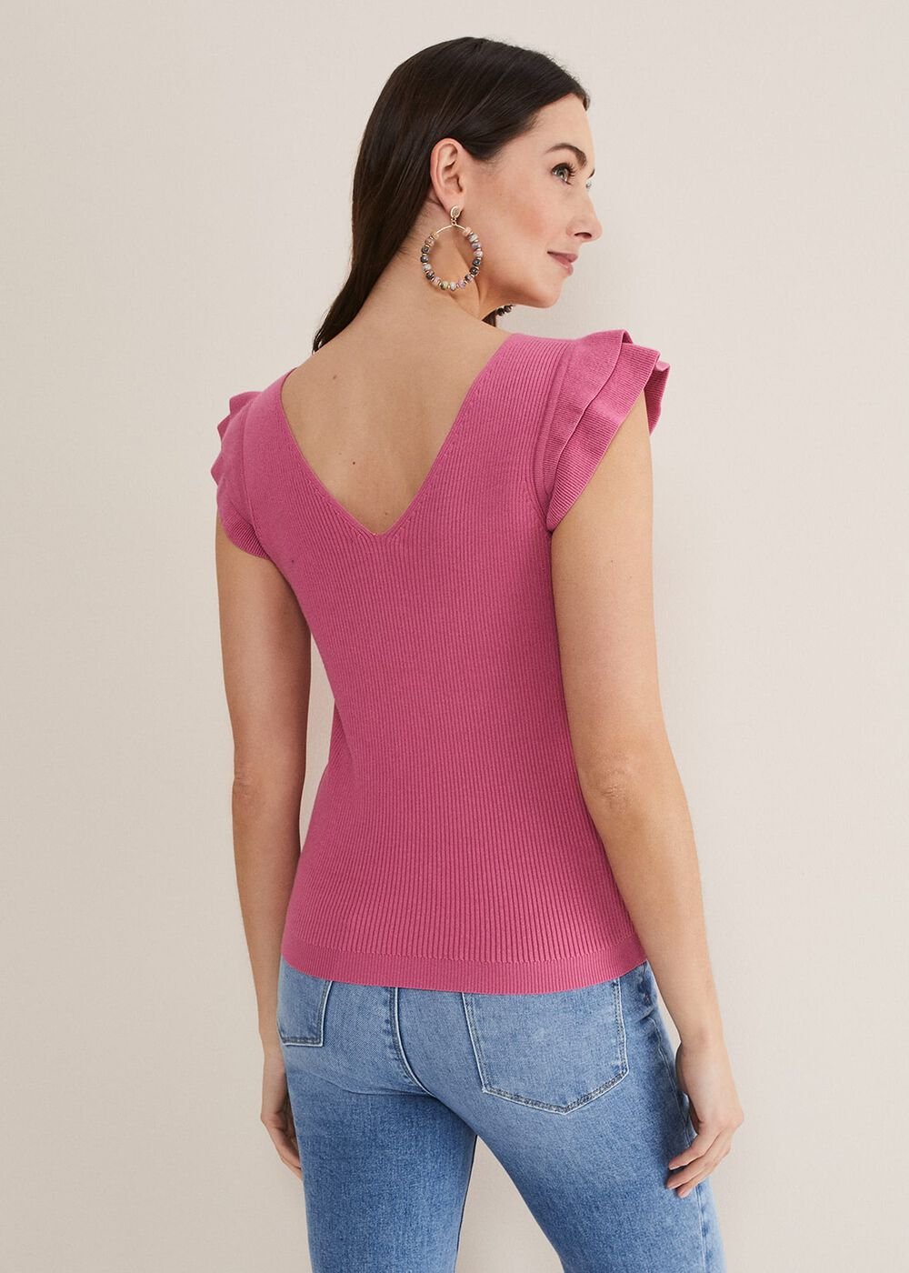 Flory Frill Sleeve Vest Pink