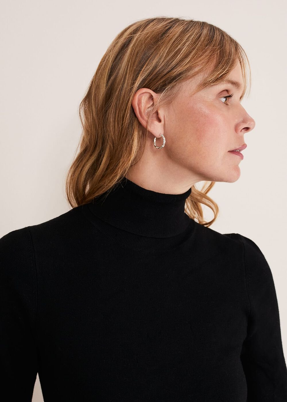 Gwyneth Balloon Sleeve Fine Knit Jumper Black