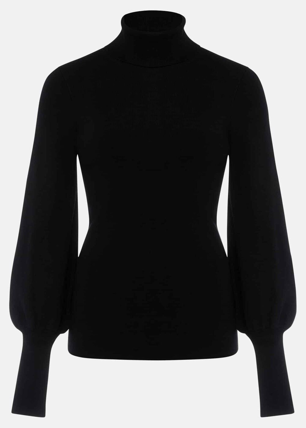 Gwyneth Balloon Sleeve Fine Knit Jumper Black