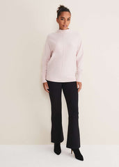 Indigo Button Cuff Easy Knit Soft Pink