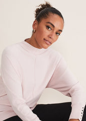 Indigo Button Cuff Easy Knit Soft Pink