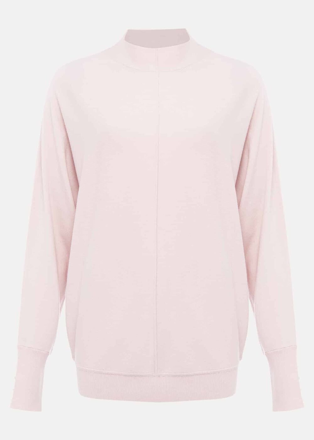 Indigo Button Cuff Easy Knit Soft Pink