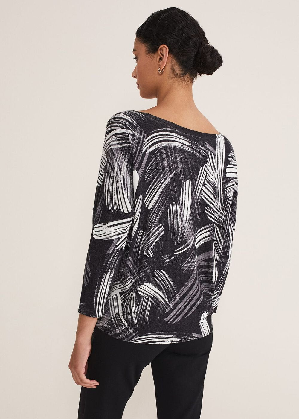 Adara Linear Zip Neck Print Jumper Black/Multi