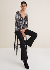 Adara Linear Zip Neck Print Jumper Black/Multi