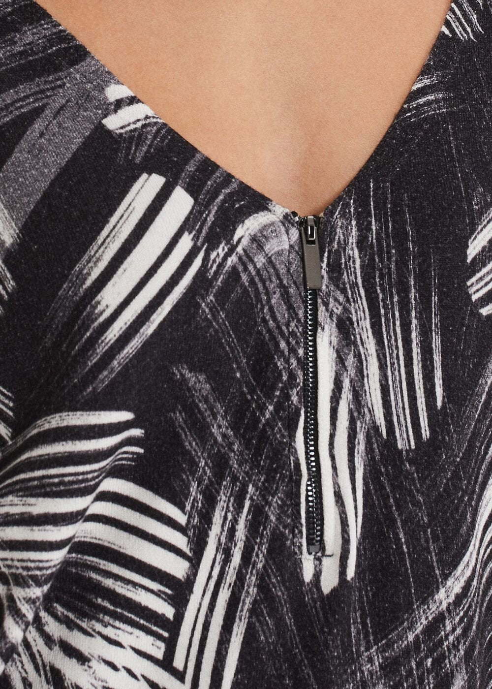 Adara Linear Zip Neck Print Jumper Black/Multi