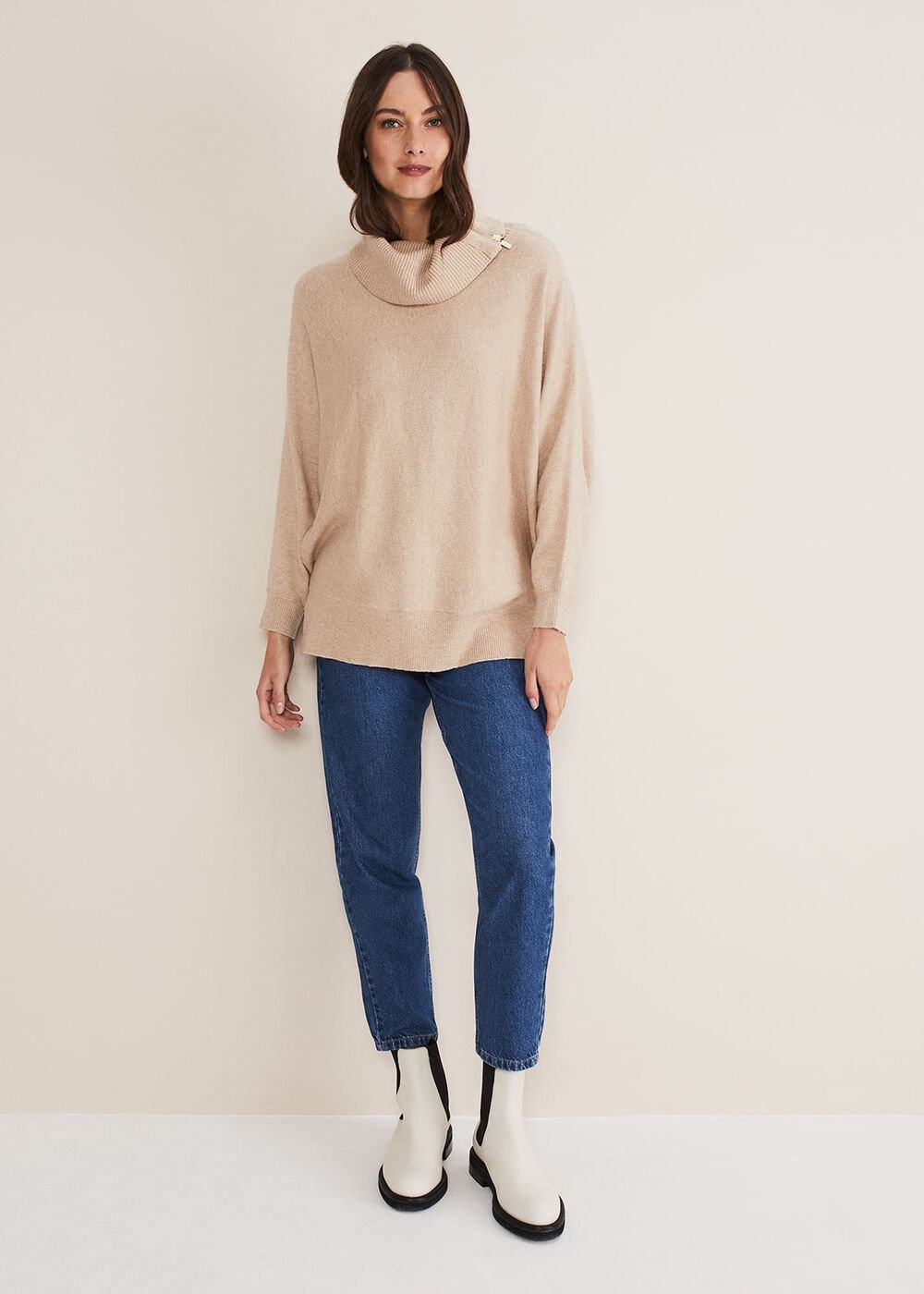 Nola Zip Neck Chunky Relaxed Knit Oatmeal