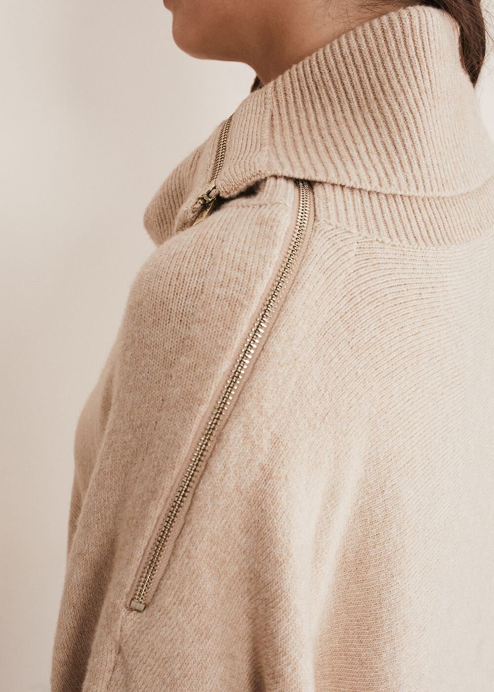 Nola Zip Neck Chunky Relaxed Knit Oatmeal