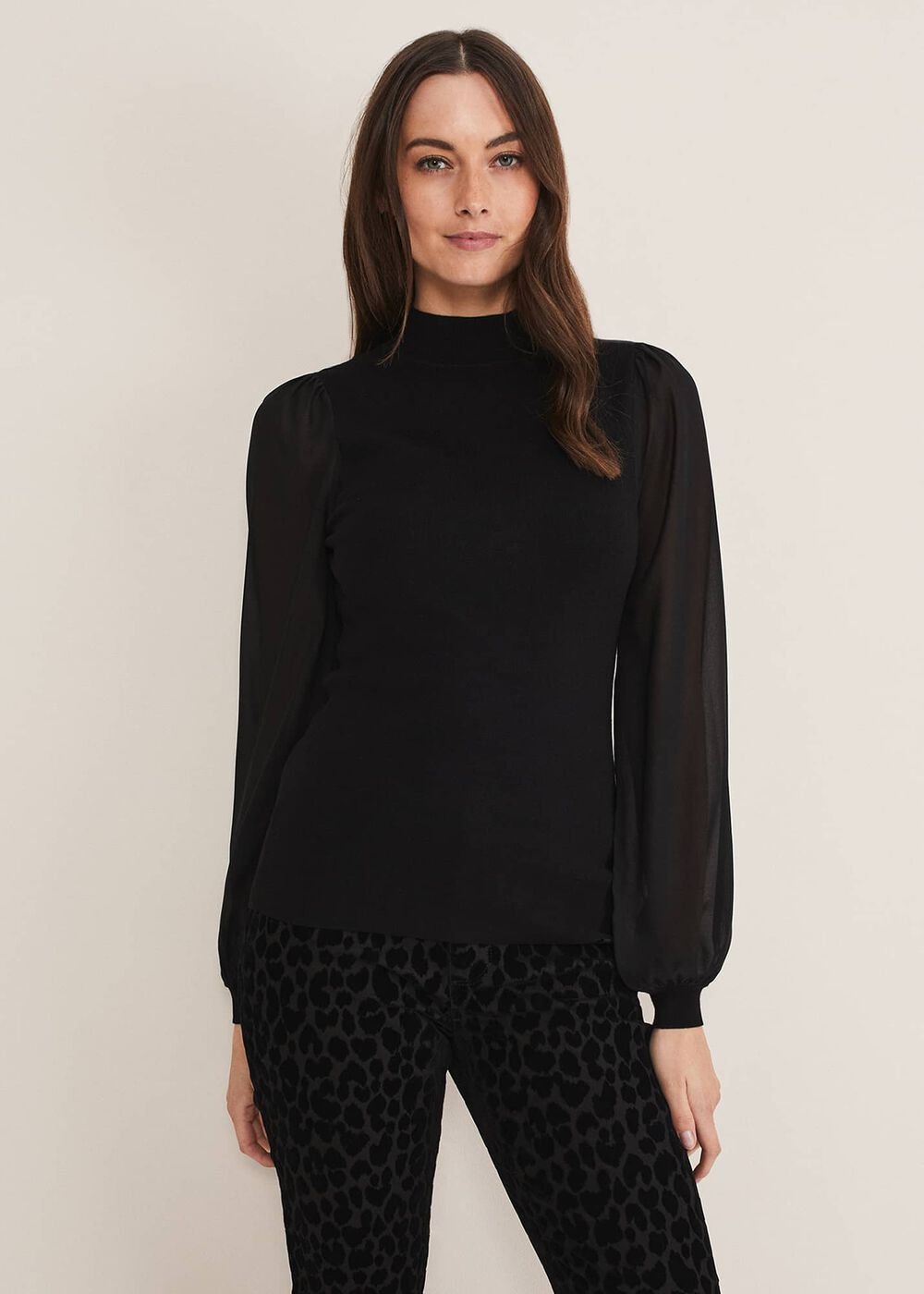 Eliza Chiffon Sleeve Knit Black