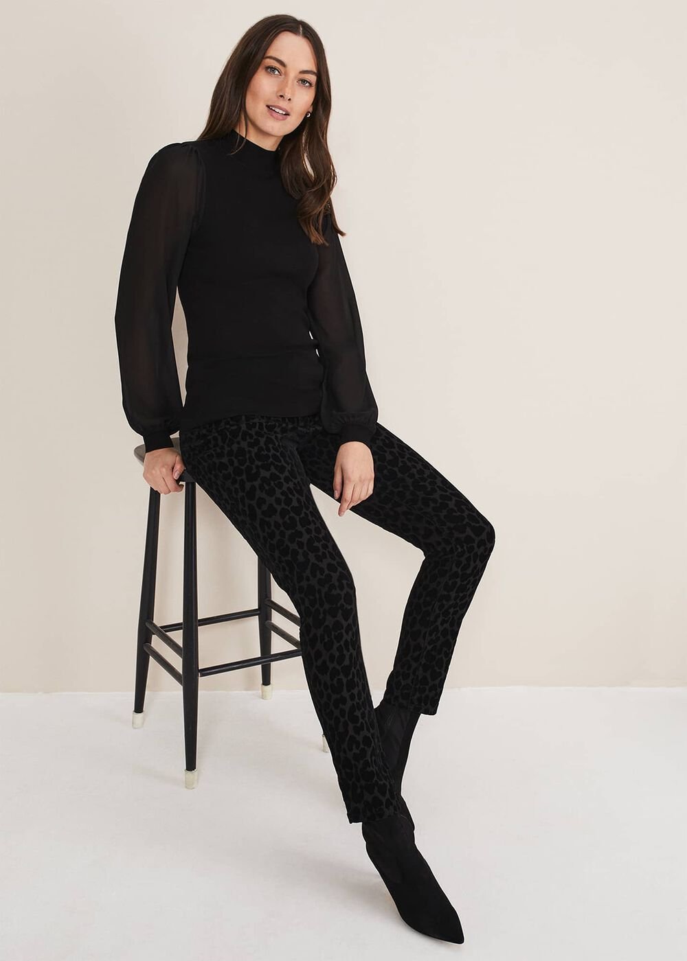 Eliza Chiffon Sleeve Knit Black