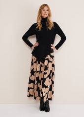 Darcy Cosy Asymmetric Fringe Knit Black