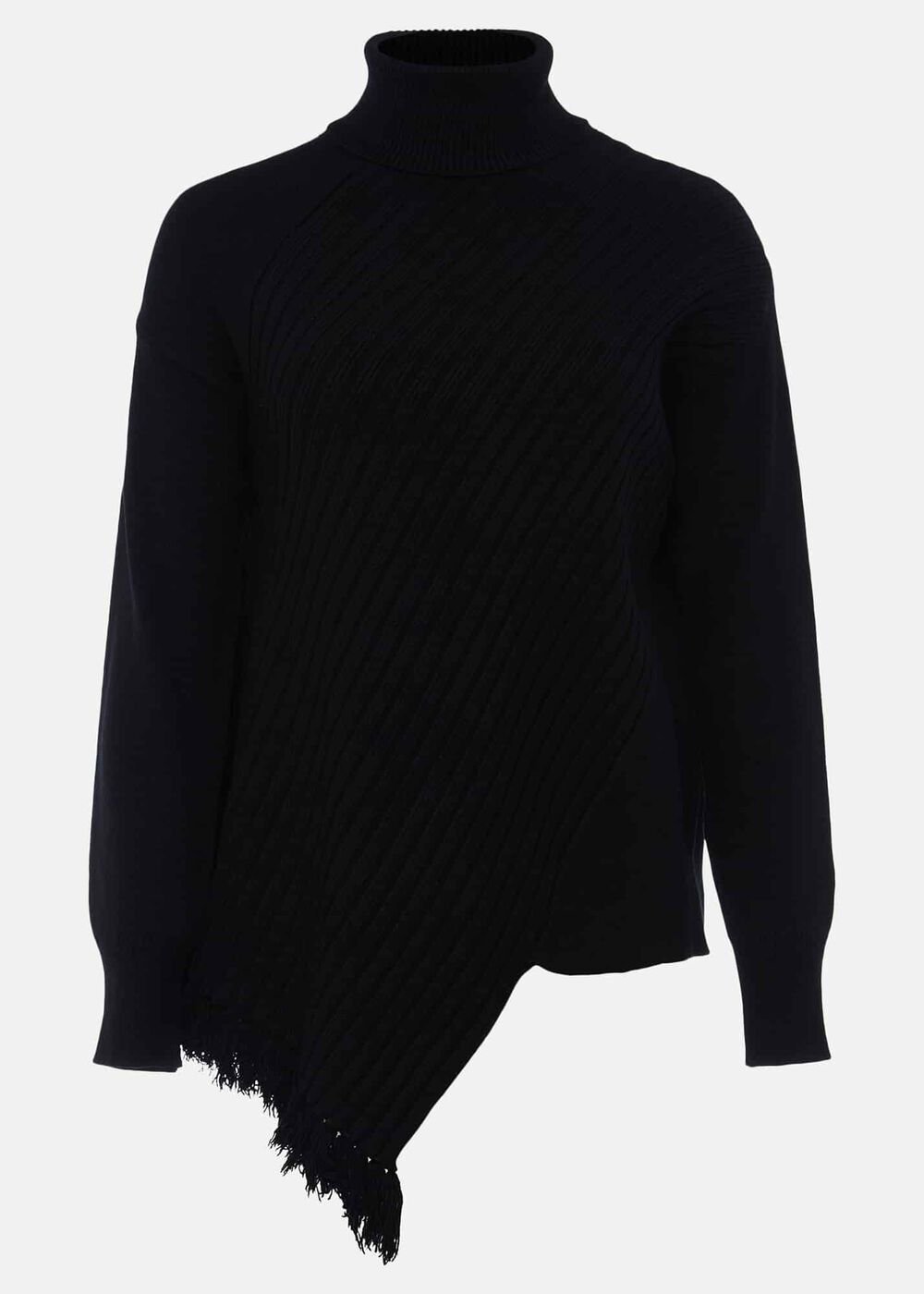 Darcy Cosy Asymmetric Fringe Knit Black