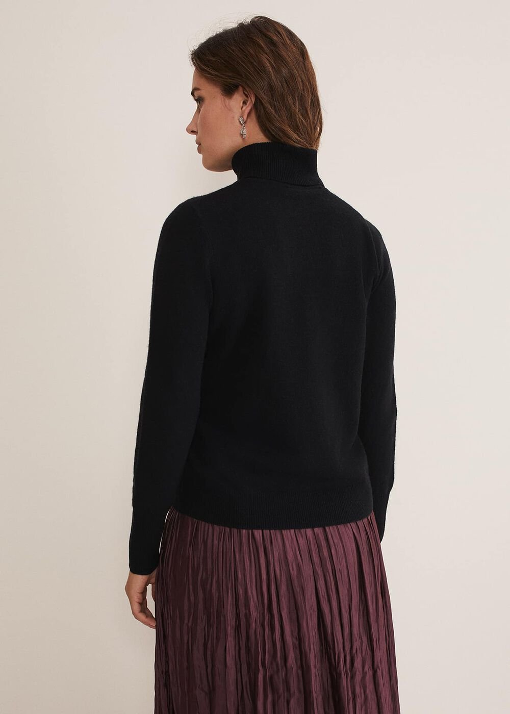 Cressida Wool Cashmere Roll Neck Black
