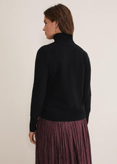Cressida Wool Cashmere Roll Neck Black