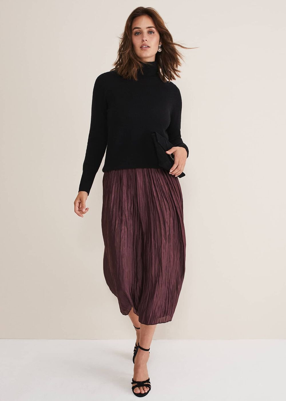 Cressida Wool Cashmere Roll Neck Black