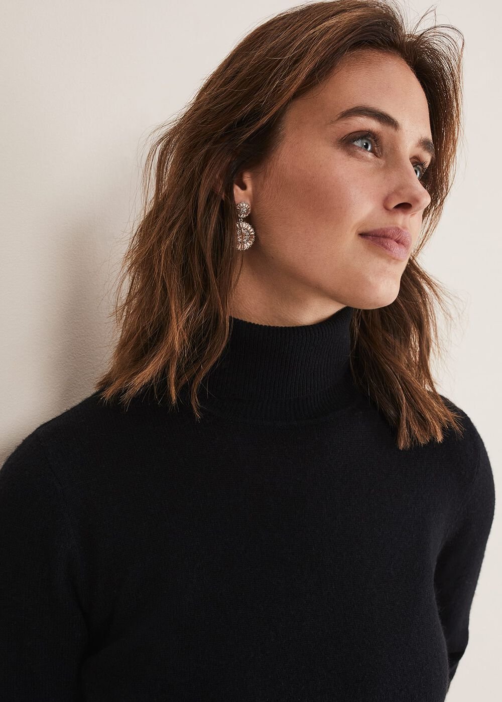 Cressida Wool Cashmere Roll Neck Black