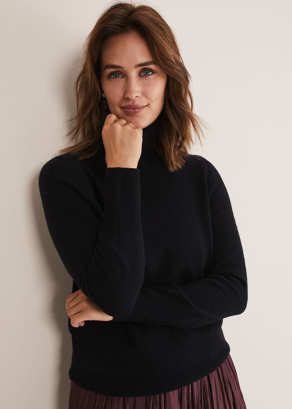 Cressida Wool Cashmere Roll Neck Black