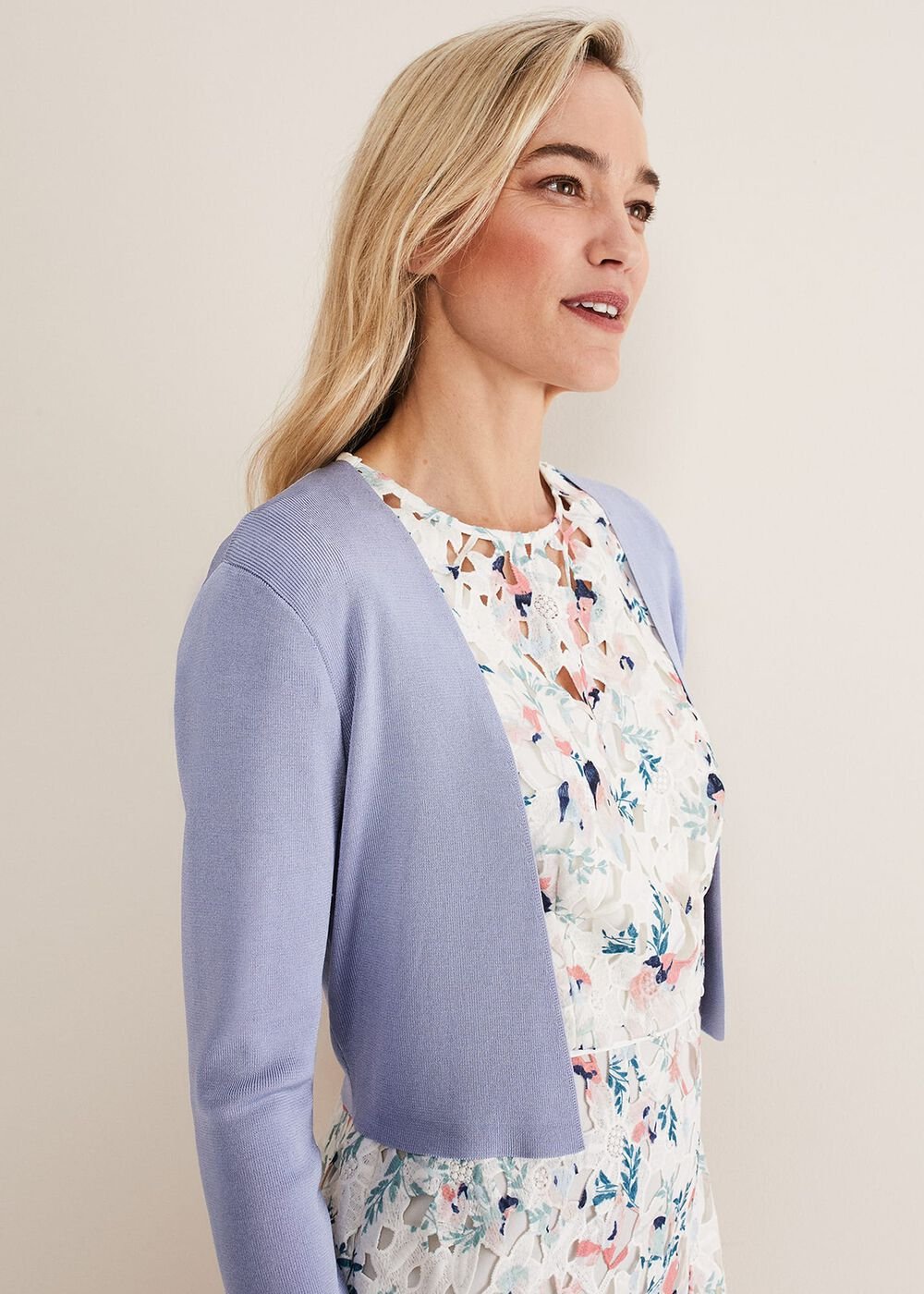 Salma Lightweight Knitted Jacket Cornflower