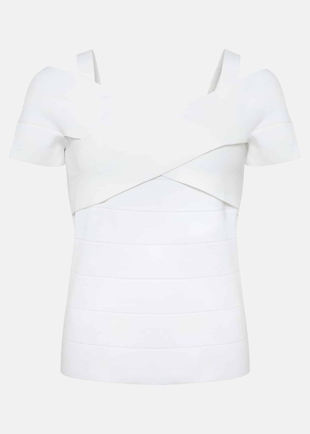 Jasmine Bardot Knitted Bandage Top Ivory