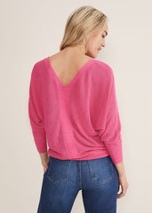Tia V Neck Linen Knit Pink