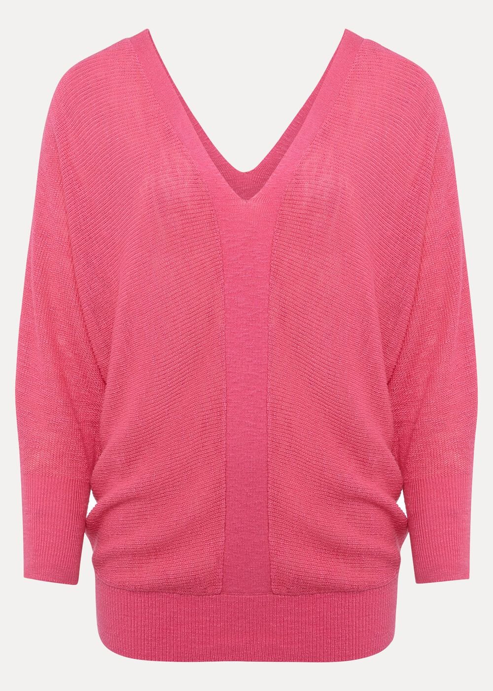 Tia V Neck Linen Knit Pink
