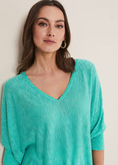Larisa V Neck Knit Aqua