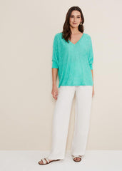 Larisa V Neck Knit Aqua
