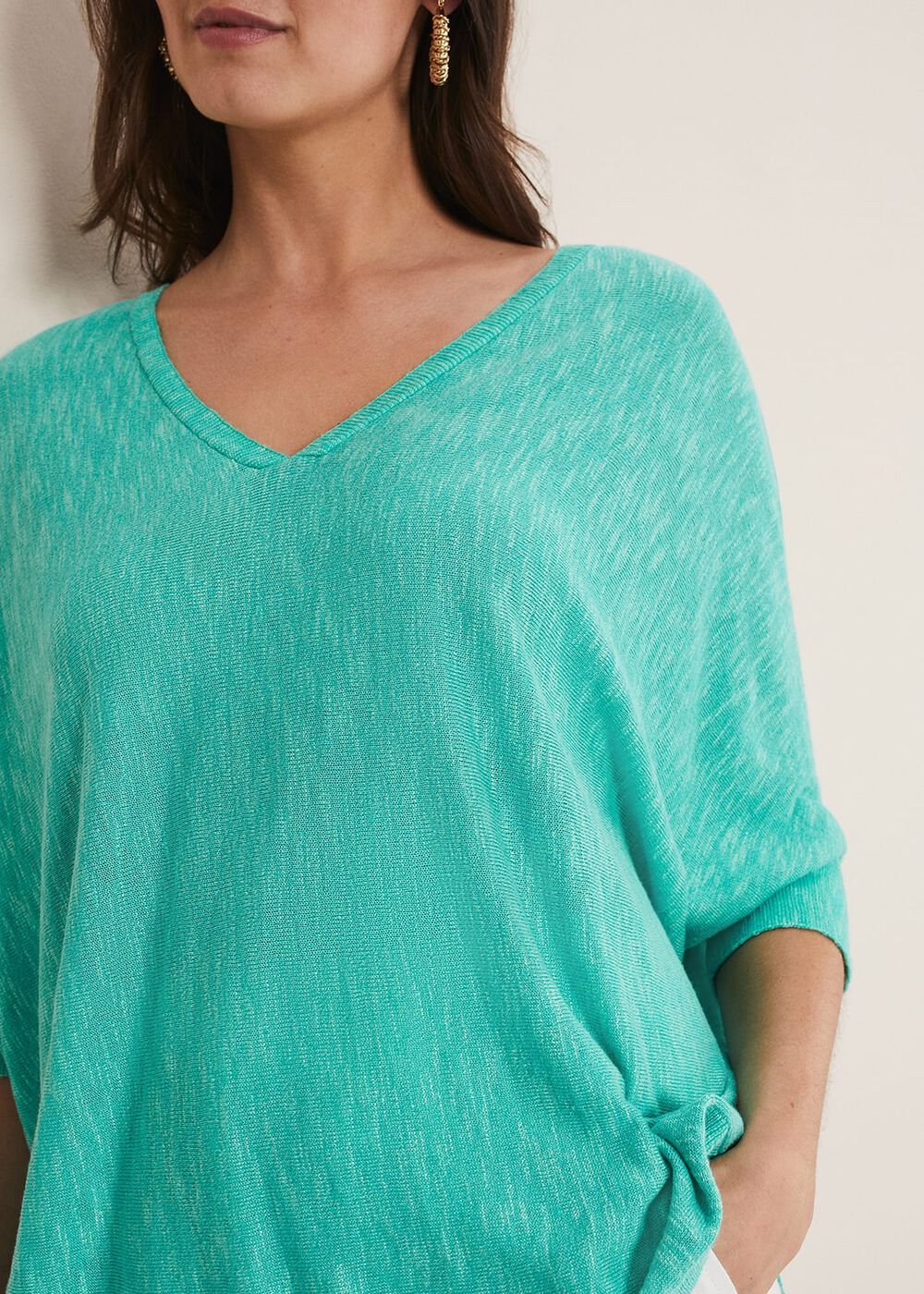 Larisa V Neck Knit Aqua