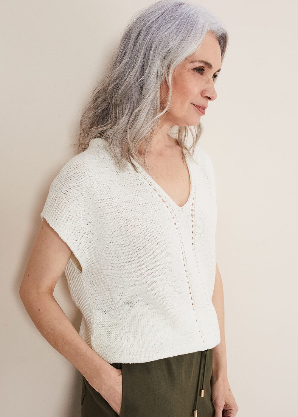 Alana Textured Knit White